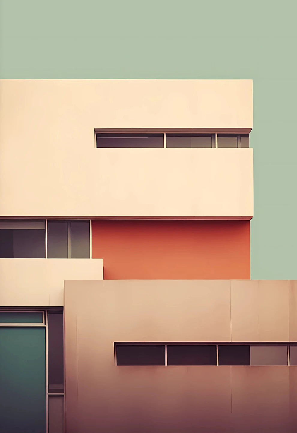Fallingwater Bauhaus Architecture Abstract Canvas Wall Art Print