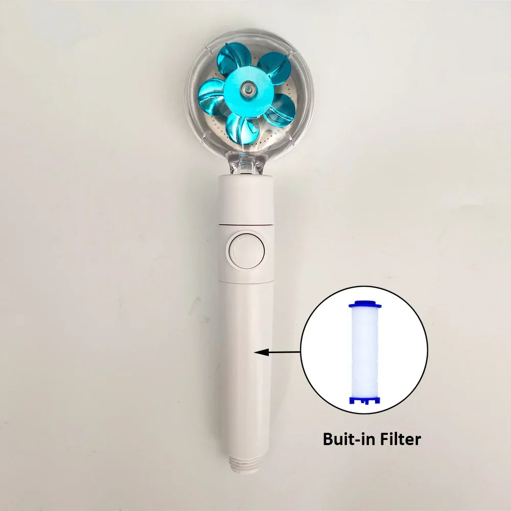 Turbo High-Pressure Handheld Shower Head with Filter & Stop Button