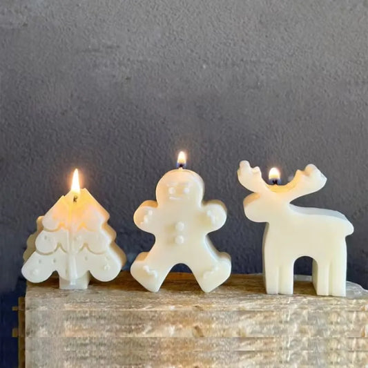 Christmas Silicone Mold Set – Tree, Reindeer & Gingerbread Man Silicone Craft Mold Peaceful Pleasures Health and Wellness
