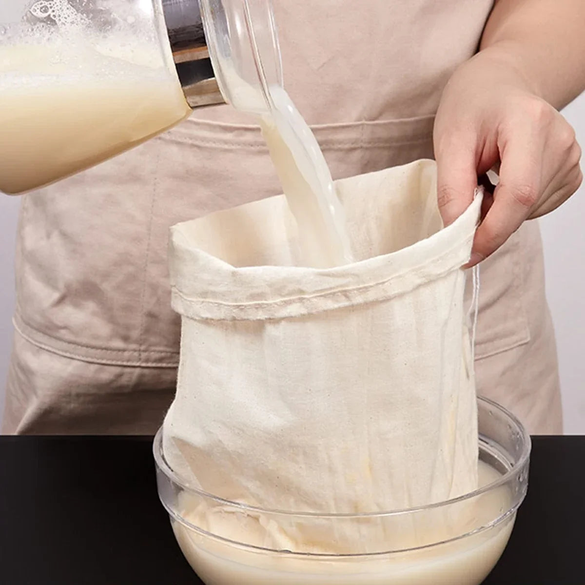 Nut Milk Bag Home Kitchen Gadgets Dish Drainer Kitchenware Reusable Unbleached Useful Things for Kitchen Dining Bar Filter Tools Peaceful Pleasures Health and Wellness