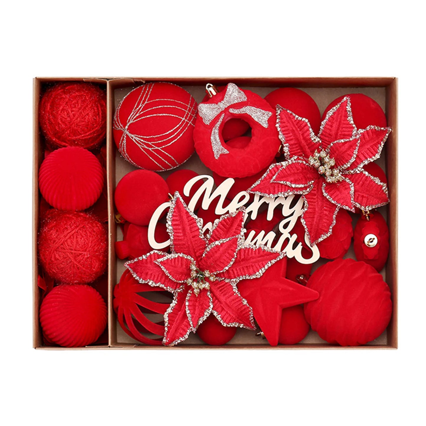 38-Piece Velvet Christmas Ball Ornaments – Mixed Color Set
