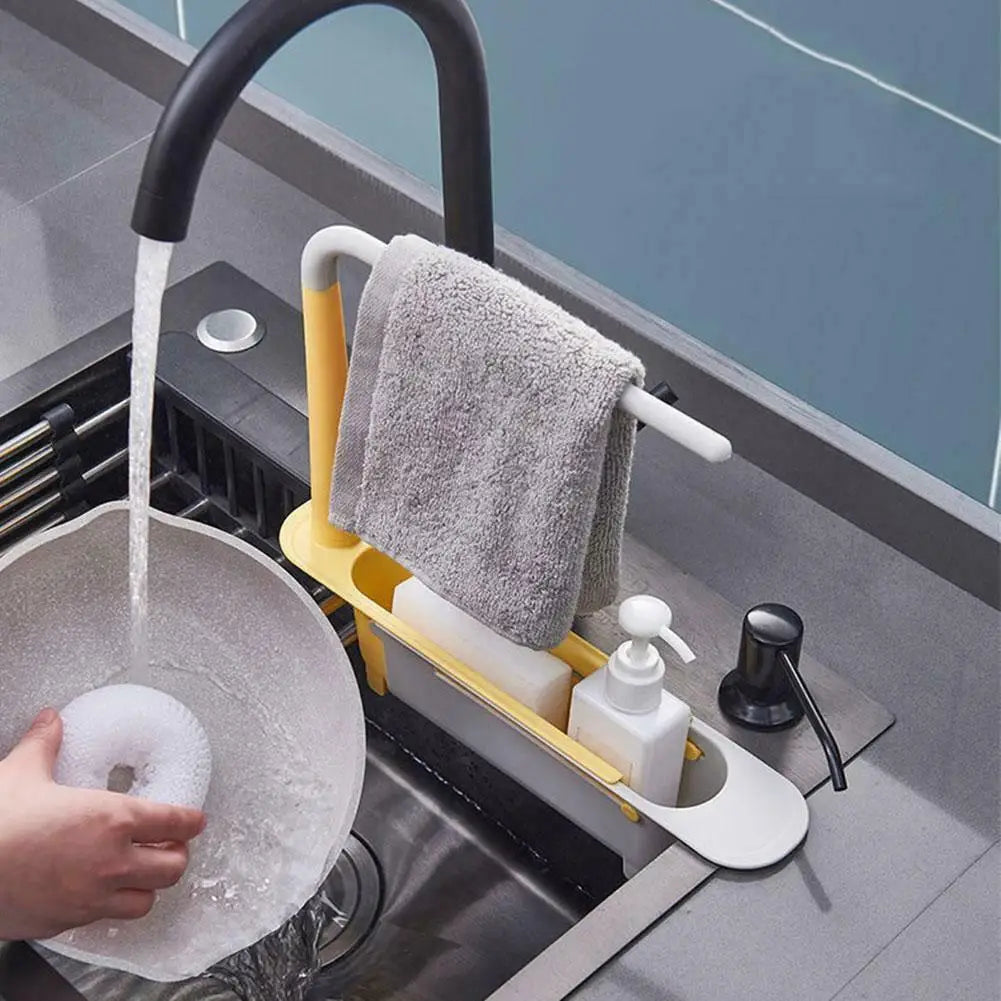 Kitchen Sink Drain Rack Telescopic Sink Shelf Sinks Organizer Soap Sponge Holder Storage Basket Kitchen Gadgets Accessories Tool Peaceful Pleasures Health and Wellness