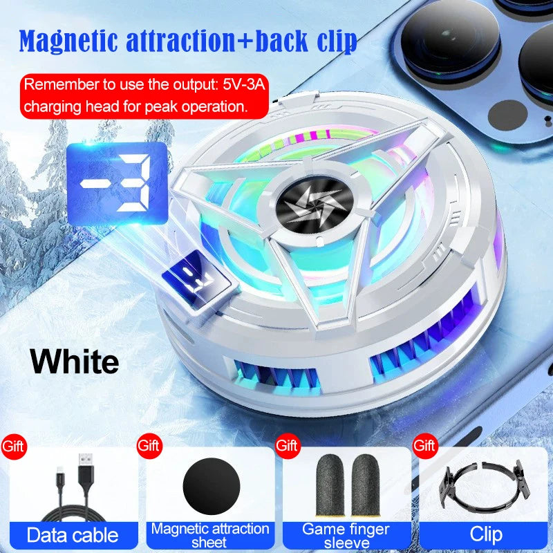 Cooling Fan Mobile Phone Cooler Fan Processor Cooler Phone Gaming Phone Cooler For Games Phone Cooling Fan Cellphone Accessories Peaceful Pleasures Health and Wellness Digita display white