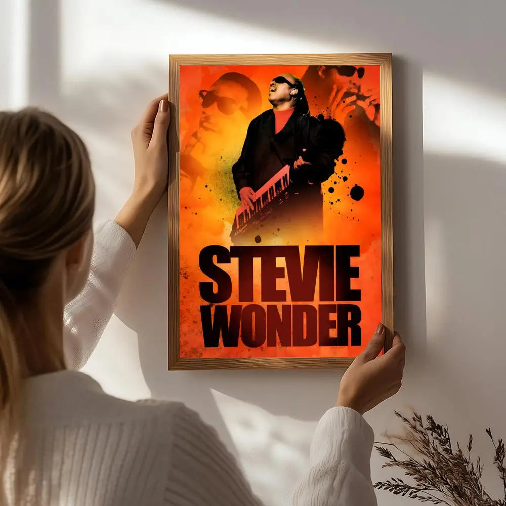 Singer S-Stevie Wonder Poster HD Self Adhesive Waterproof Wall Art Ideal for Home Office Dorm Bedroom Great Gift Peaceful Pleasures Health and Wellness White8 30X40cmNoframe
