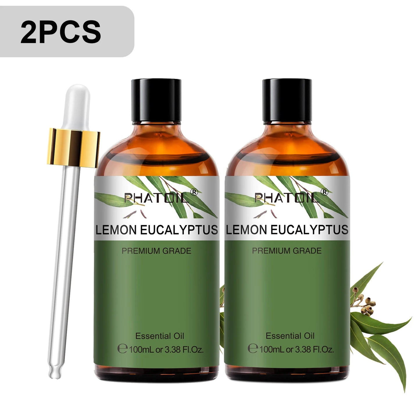 PHATOIL 2pcs/1pcs Lavender Aromatherapy Essential Oil For Diffuser,Candle Making-100ml Eucalyptus Jasmine Vanilla Cinnamon Oils Peaceful Pleasures Health and Wellness 2pc Lemon Eucalyptus 100ml