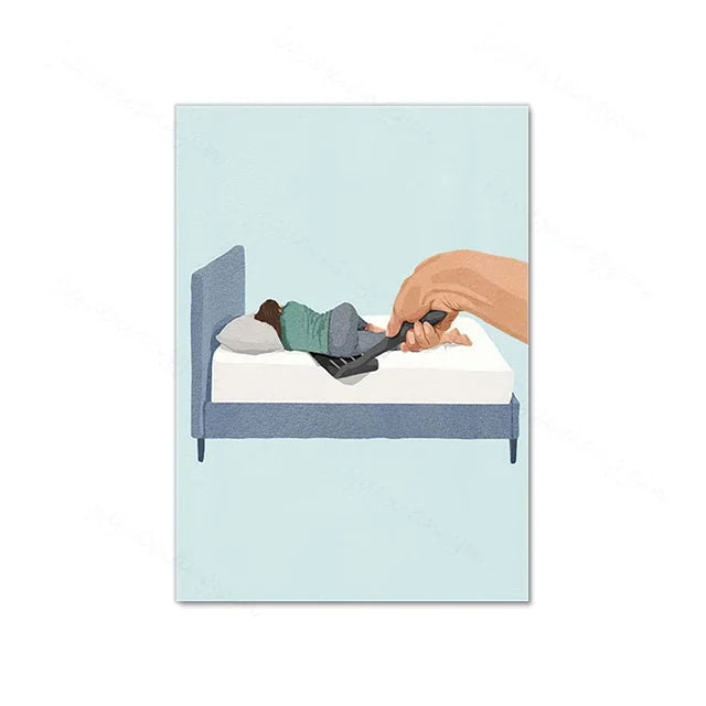 Swimming Girl Abstract Canvas Wall Art | Minimalist Home Decor