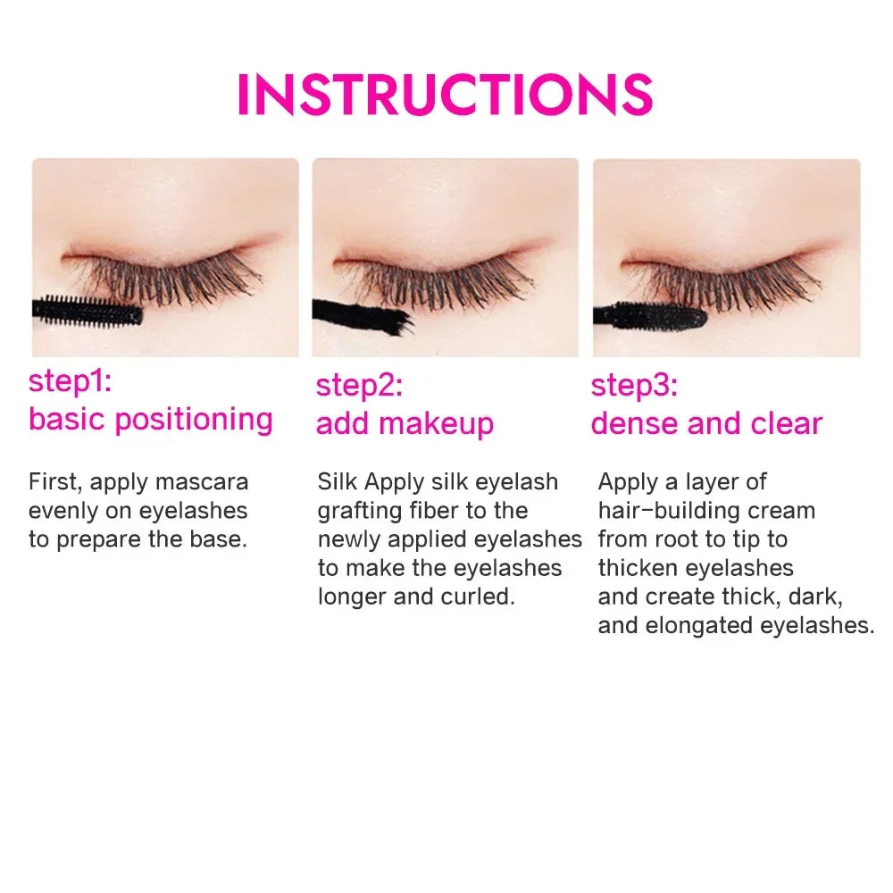 3D Fiber Lash Mascara Kit (2 tubes) Waterproof voluminous Long-lasting Creates Long Naturally Curled Eyelashes Without Smudging Peaceful Pleasures Health and Wellness
