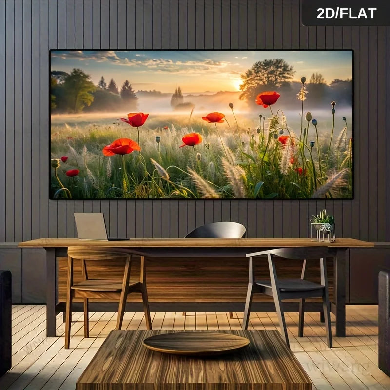 QIPINGART Frameless Floral Canvas Wall Art – Modern Landscape Canvas Wall Art Peaceful Pleasures Health and Wellness