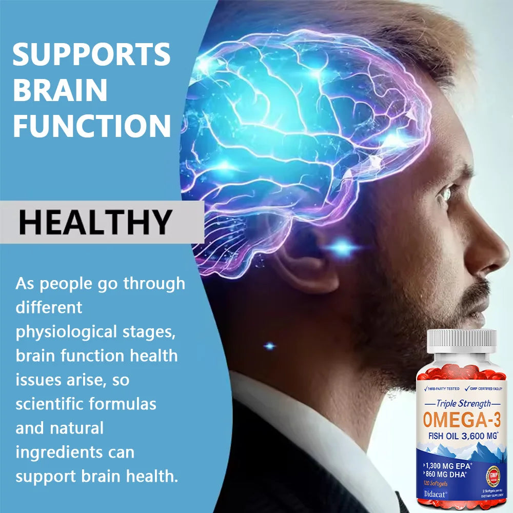 Omega 3 Fish Oil Capsules | High EPA & DHA | Brain Heart Joint