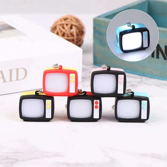Retro TV LED Keychain – Miniature Light-Up Television Charm Novelty Keychain Oasis Select