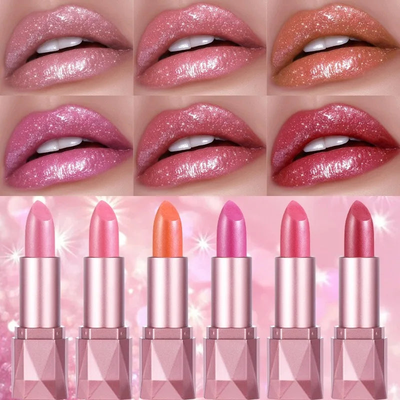 Diamond Shine Pearlescent Glitter Lipstick – High Gloss & Hydrating
