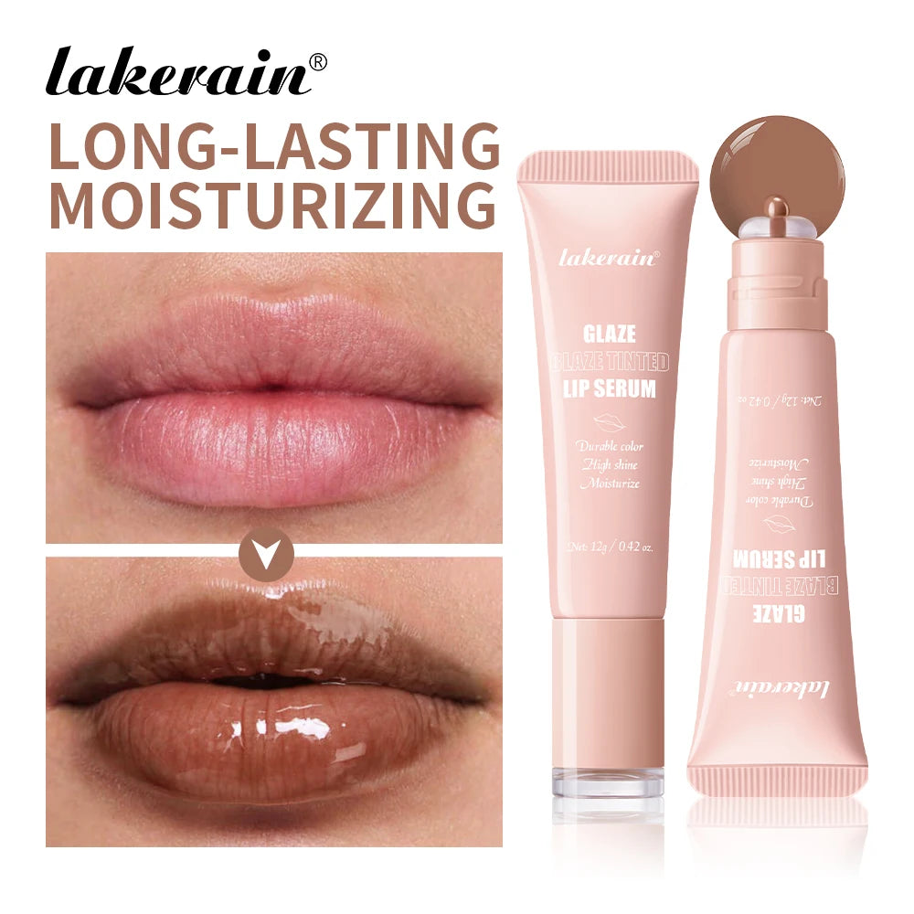 Lakerain Glaze Blaze Tinted Lip Serum Long-Lasting Hydration Durable Color Smooth Lip Surface Lip Repairing Lipstick Cosmetics Peaceful Pleasures Health and Wellness