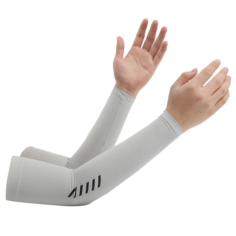 Sunscreen Ice Sleeves for Men - UV Protection Arm Covers Peaceful Pleasures Health and Wellness Light Grey XL