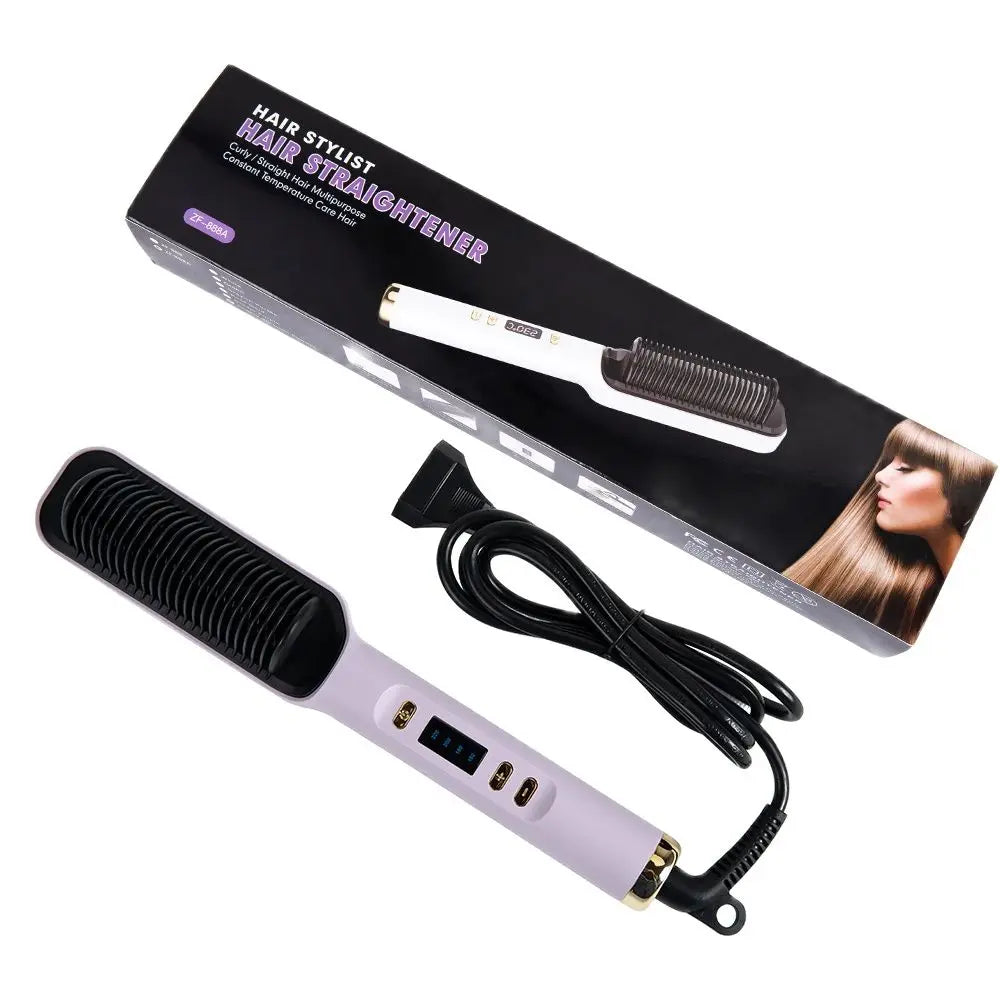 Alileader Straightener Brush Smooth Frizz 30 S Fast Heating 60 Min Auto-Off Women Hairstyle Tools Suitable Long/Thick/Wigs Hair Peaceful Pleasures Health and Wellness Purple US
