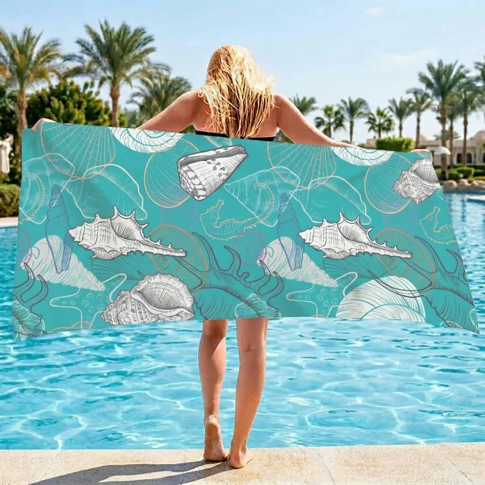 Sea Theme Microfiber Beach Towel – Quick-Dry & Absorbent