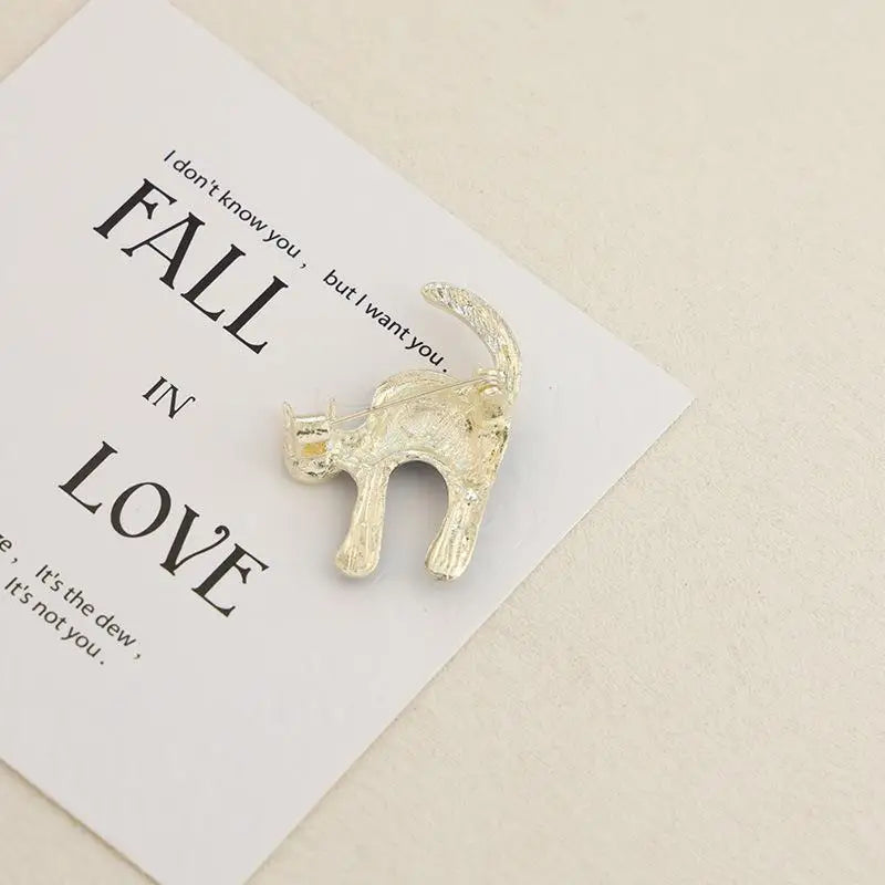Cute Cat Enamel Brooch – Black & White Kitten Pin Gift
