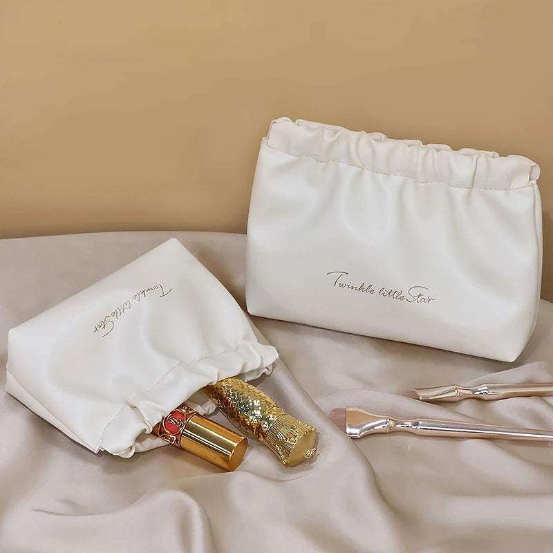 Vegan Leather Travel Makeup Bag | PU Cosmetic Pouch Women
