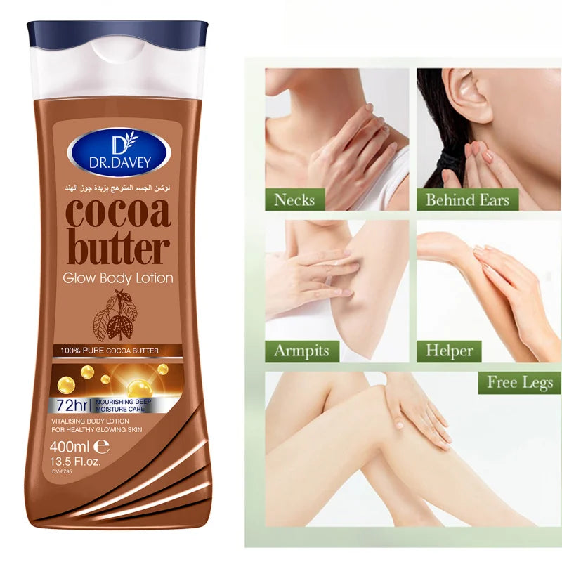 400ml Large Capacity Cocoa Fruit Body Lotion Replenishes Moisture, Leaves a Refreshing and Non Greasy Scent Peaceful Pleasures Health and Wellness