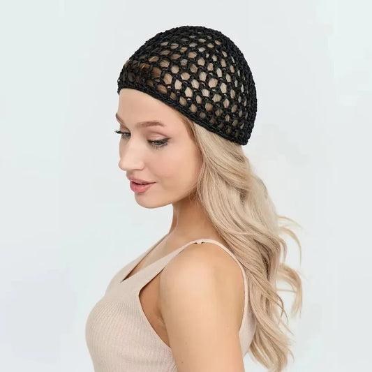 Hollowout Crochet Turban Cap – Breathable Mesh Wig Hat Crochet Turban Cap Oasis Select