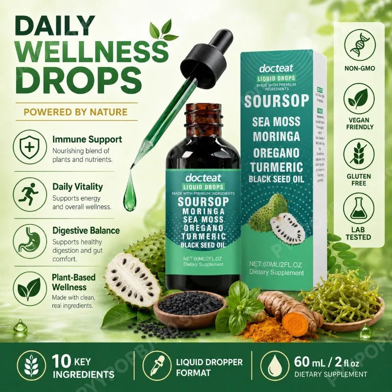 Soursop Sea Moss Moringa Turmeric Black Seed Oil Drops 60ml