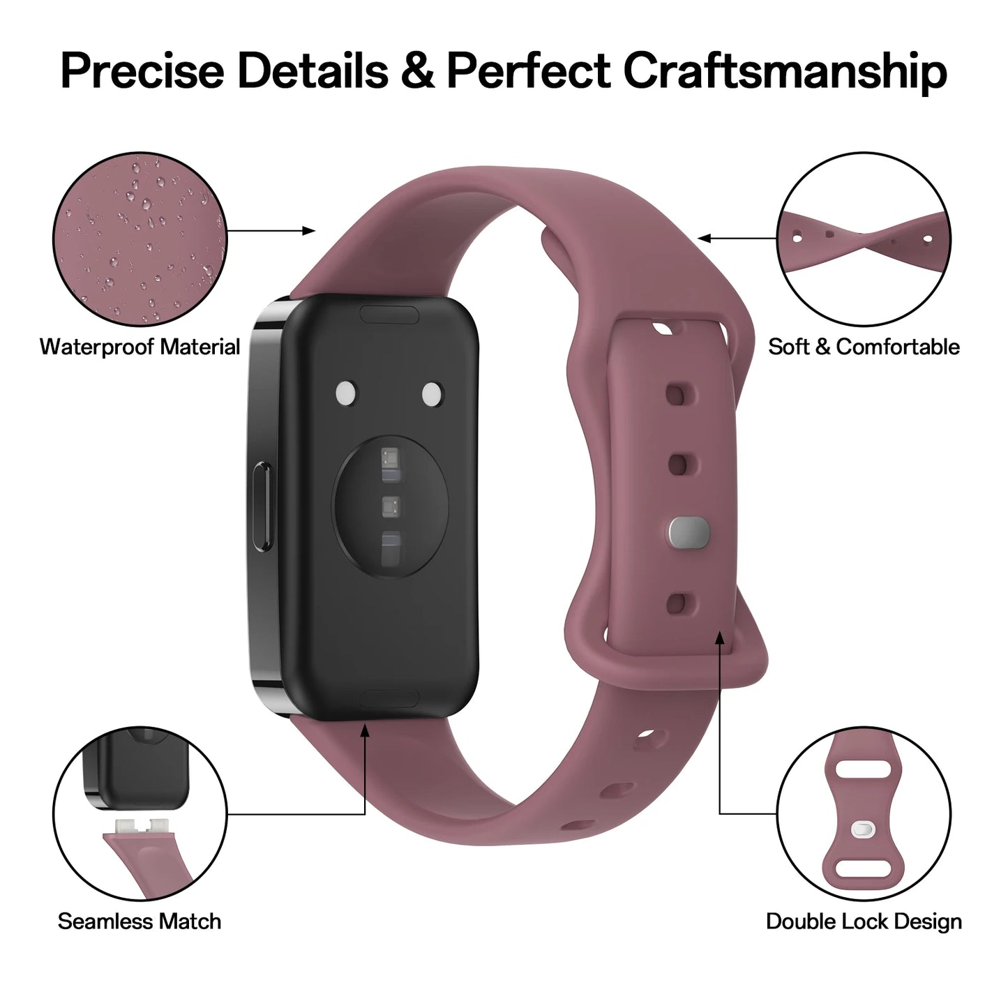 Silicone Sport Strap Replacement for Huawei Band 8 & 9 Peaceful Pleasures Health and Wellness