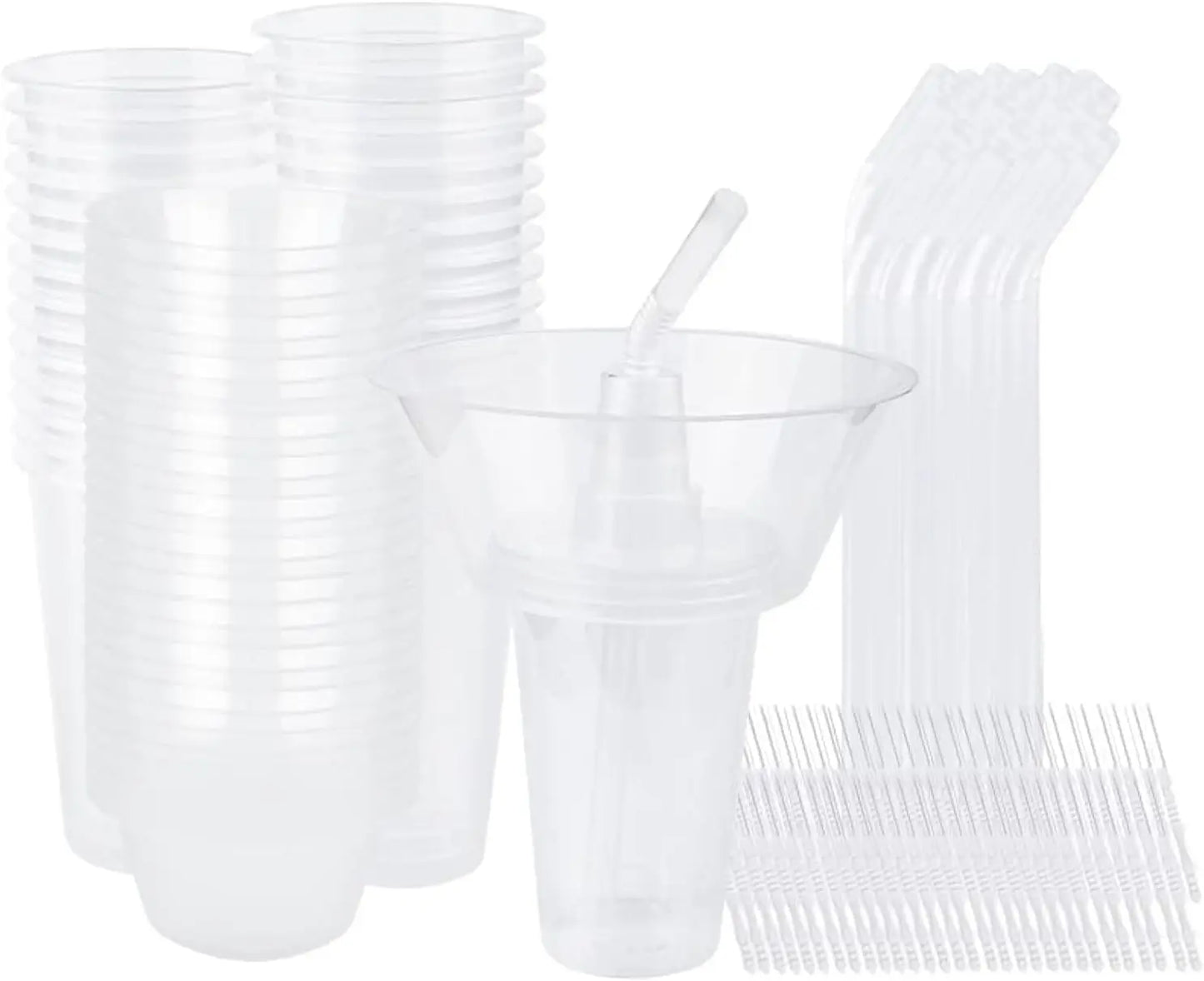 20/50 Disposable Snack Bowl and Drink Cup Set in One for Your Party Takeaway Container for Drink Beverage Transparent Protest Peaceful Pleasures Health and Wellness