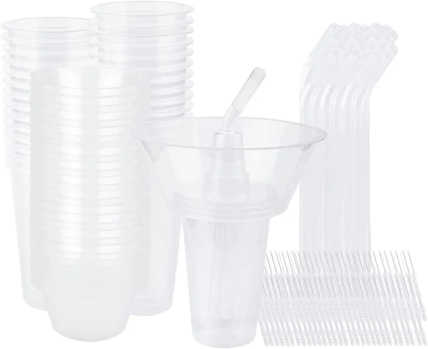 20/50 Disposable Snack Bowl and Drink Cup Set in One for Your Party Takeaway Container for Drink Beverage Transparent Protest Peaceful Pleasures Health and Wellness