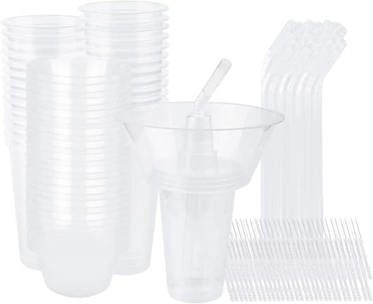 20/50 Disposable Snack Bowl and Drink Cup Set in One for Your Party Takeaway Container for Drink Beverage Transparent Protest Peaceful Pleasures Health and Wellness