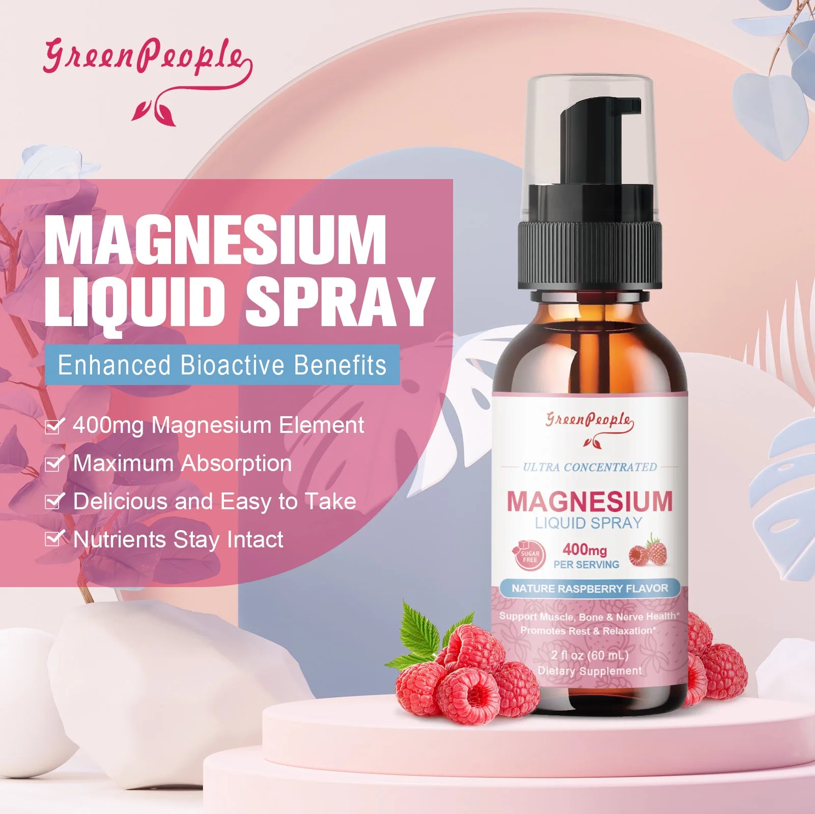 Magnesium Glycinate Liquid 400mg – With Vitamin B6, C, D & Zinc Peaceful Pleasures Health and Wellness