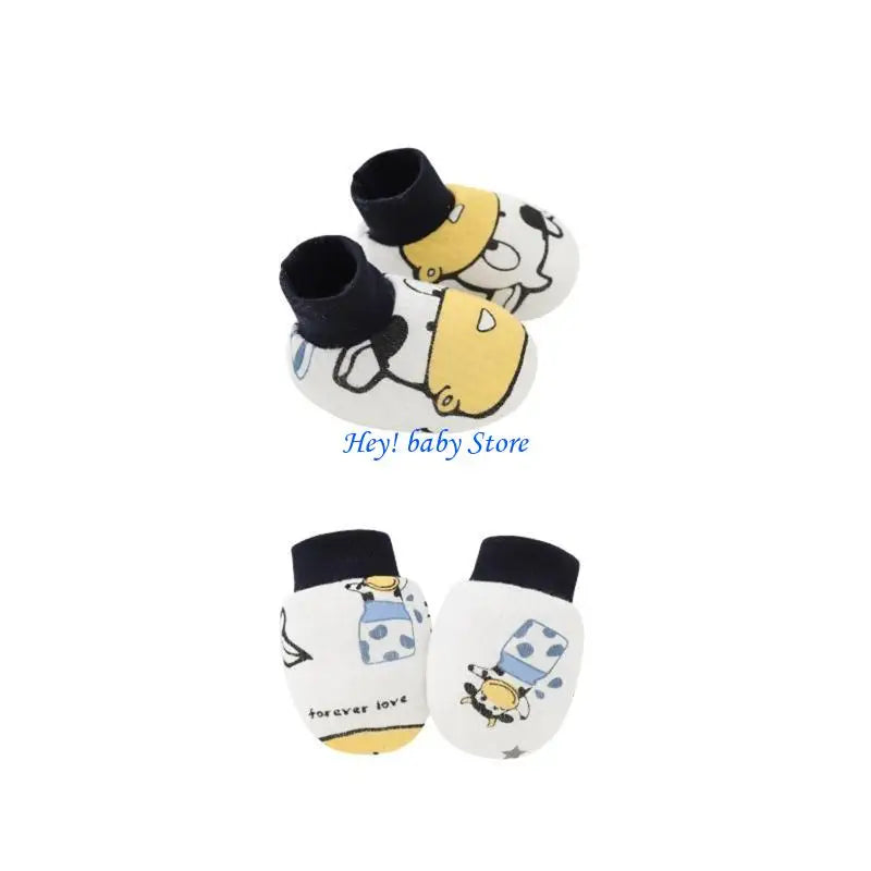 Baby Anti-Scratch Mittens & Socks Set – 2 Pairs Soft Cotton