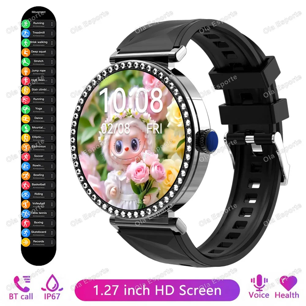 Smartwatch Luxury Fashion Female Physiological Reminder Bluetooth Music Women's Fashion Smart Watch Holiday Gift 2026 New HW12 Peaceful Pleasures Health and Wellness Black