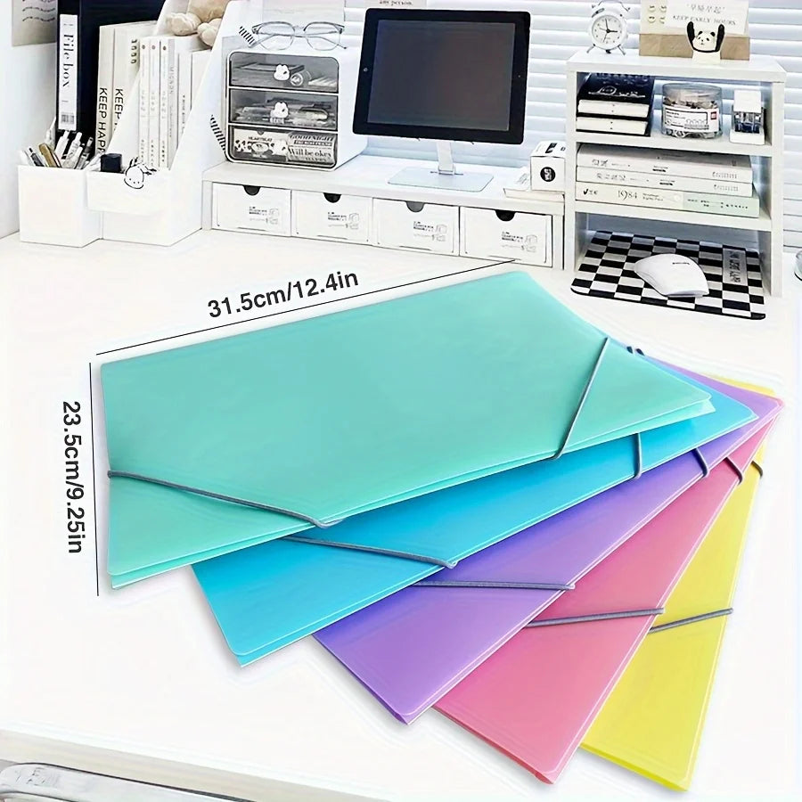 5pcs A4 Project Binder Elastic File Bags | Frosted Cover