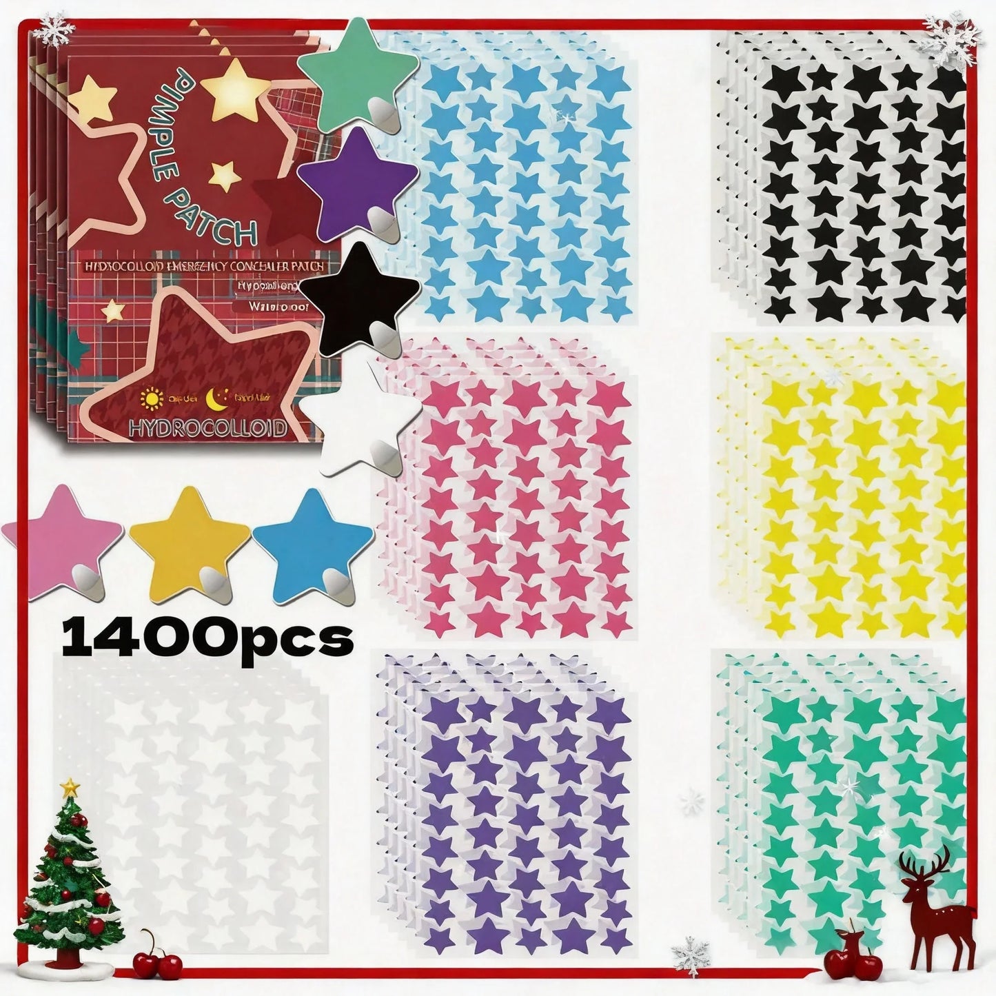 1400pcs Star Hydrocolloid Acne Patches – Invisible & Breathable