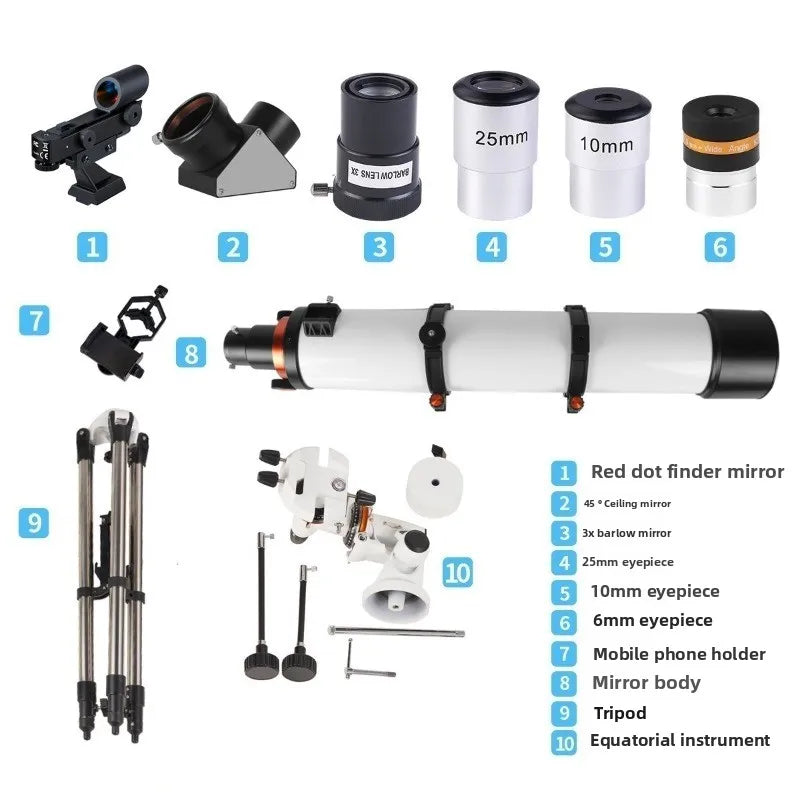 120900 Astronomical Telescope Large Aperture Equatorial Refracting Outdoor High Magnification HD Professional Stargazing Moon Peaceful Pleasures Health and Wellness