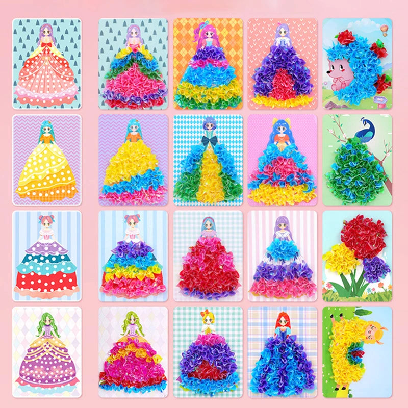 Funny Poke Puncture Painting Fabric Art Frenzy Kids Girls Cartoon
