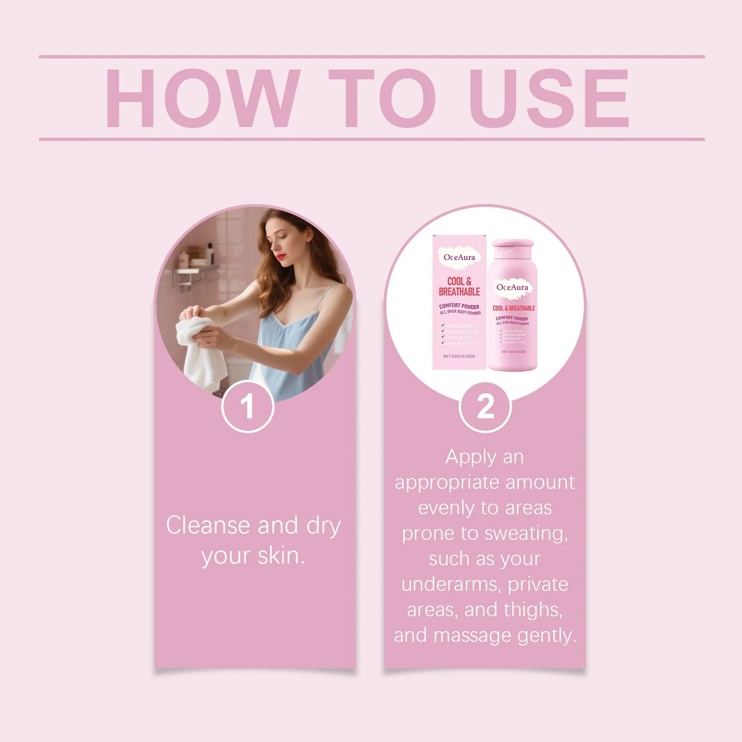 OceAura Talcum Body Powder – Odor & Sweat Control 100g