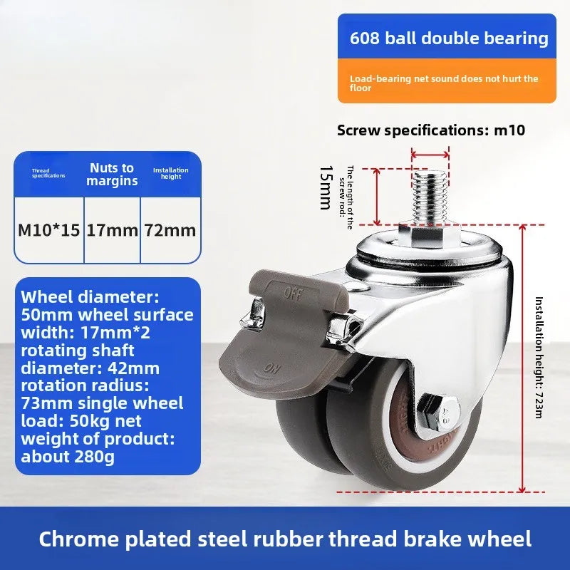 4PCS 2-Inch Heavy Duty Swivel Caster Wheels with Brake