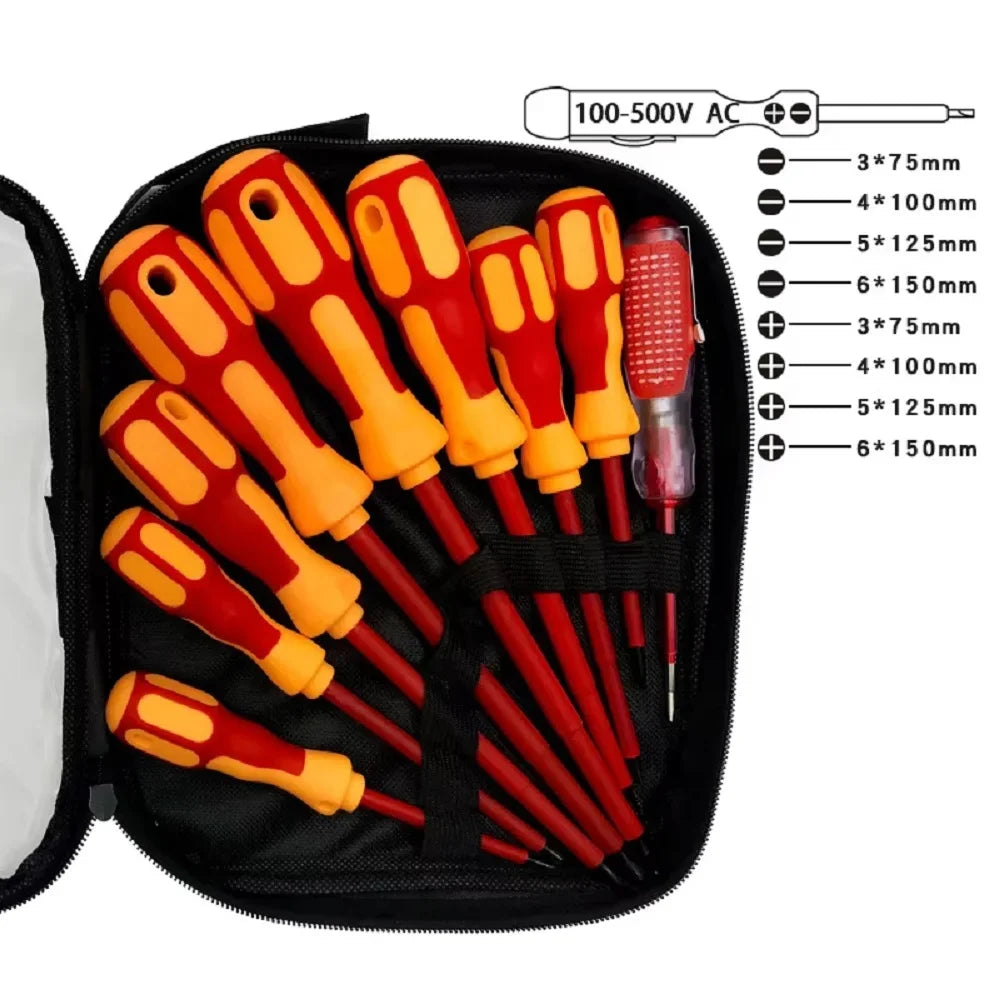 9-in-1 Batch Head Cross Magnetic Screwdriver Set Heavy Duty Insulated Torx Screwdriver for Electrician Engineer Maintenance Tool Peaceful Pleasures Health and Wellness
