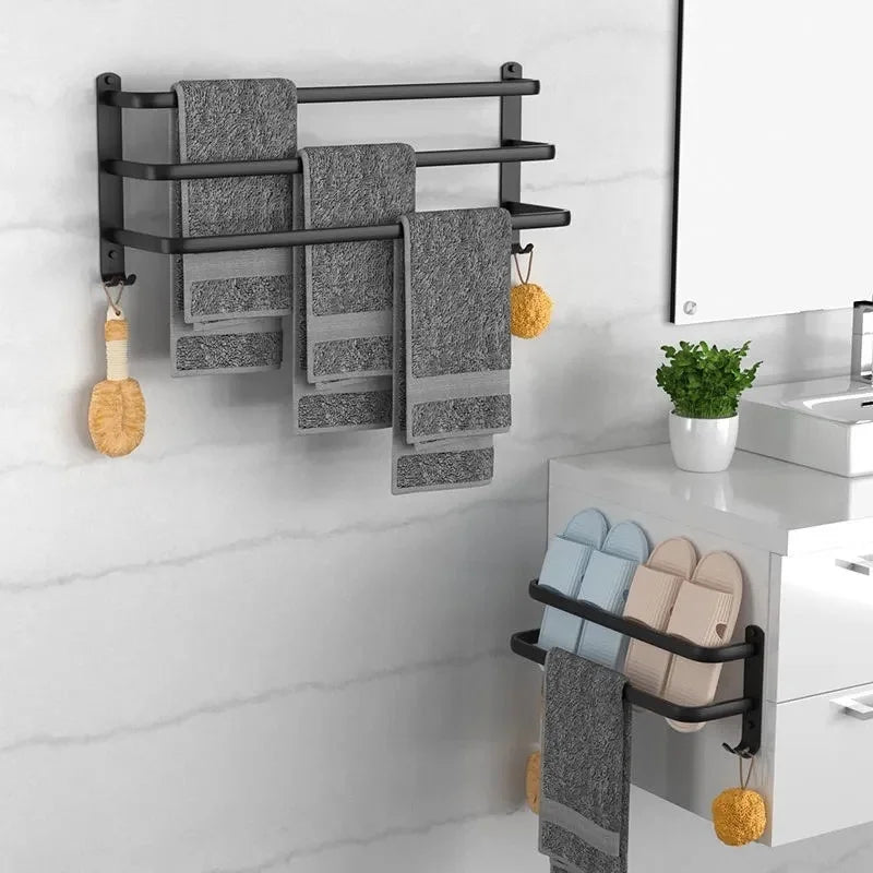 Wall-Mounted Aluminum Towel Rack | 1, 2 & 3 Bar Options