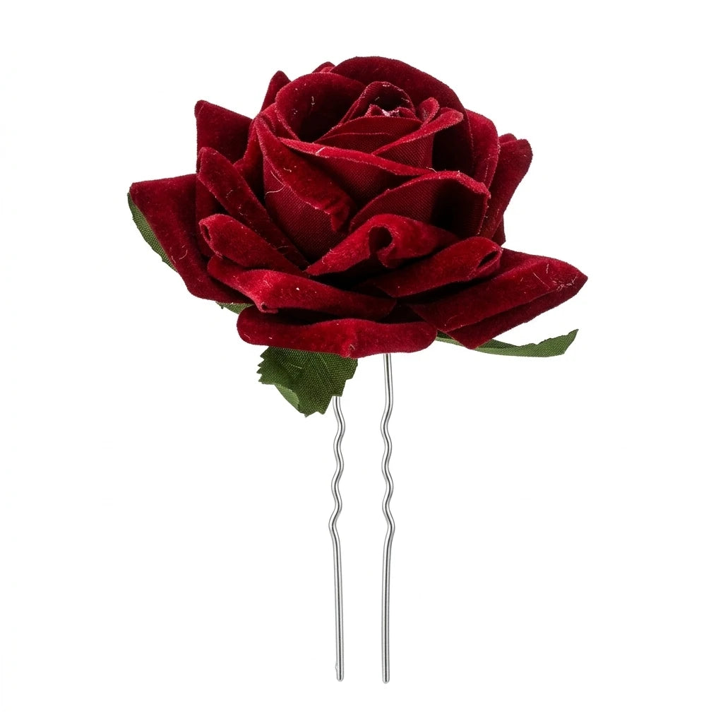 Artificial-Roses Hair Fork U Shape Design Silk Flower Bridal Headwear Peaceful Pleasures Health and Wellness style 1