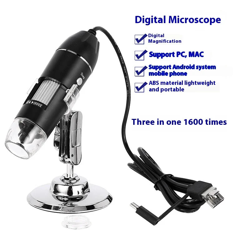 Digital Usb Microscope Three In One 1000X Electron Microscope 1600X Maintenance Magnifying Glass Peaceful Pleasures Health and Wellness 4
