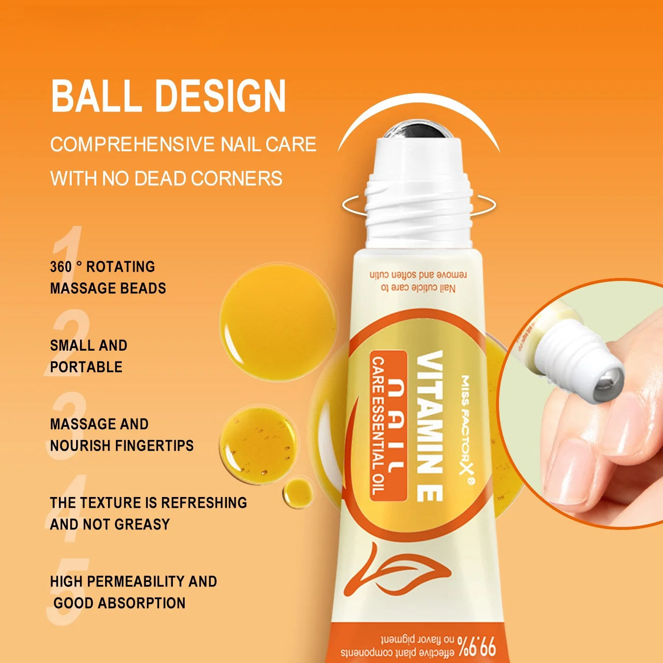 Vitamin E nail nails, dead leather care essential oils 12ml containing a variety of effective plant component rolling bead massa Peaceful Pleasures Health and Wellness