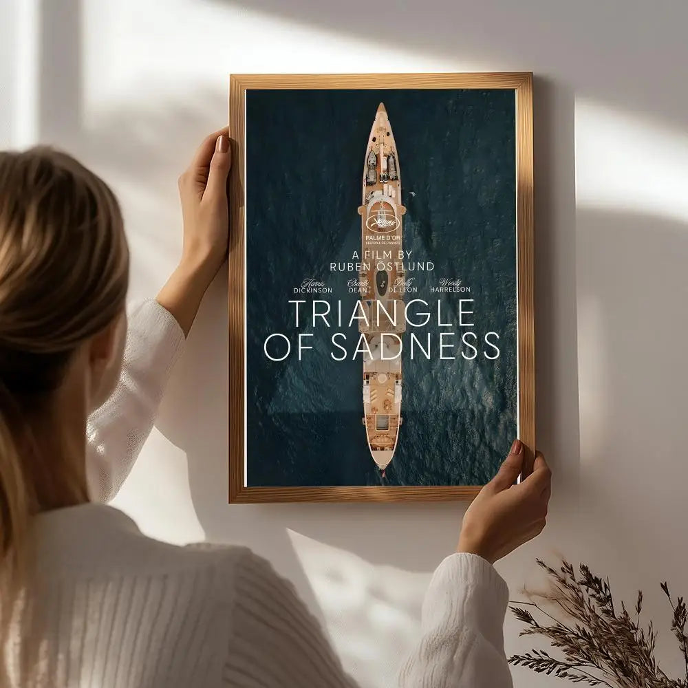 Movie T-Triangle of Sadness Poster HD Self Adhesive Waterproof Wall Art Ideal for Home Office Dorm Bedroom Great Gift Peaceful Pleasures Health and Wellness White1 15X20cmNoframe