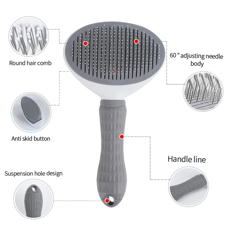 Pet Dog Brush Cat Comb Self Cleaning Pet Hair Remover Brush For Dogs Cats Grooming Tools Pets Dematting Comb Dogs Accessories Peaceful Pleasures Health and Wellness