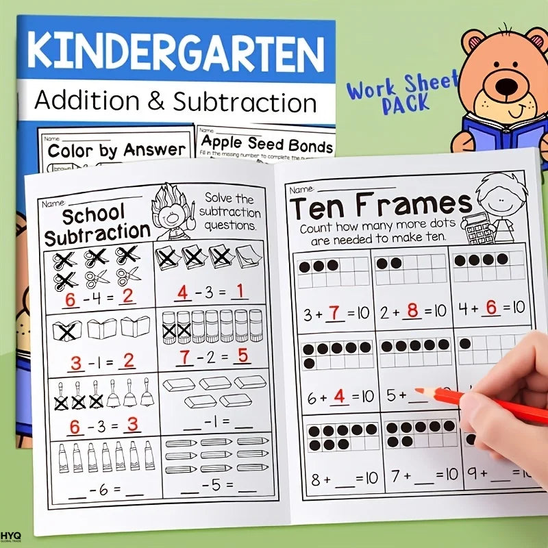 32-Page Interactive Math Learning Workbook Addition Subtraction