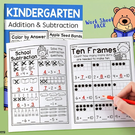 32-Page Interactive Math Learning Workbook Addition Subtraction Peaceful Pleasures Health and Wellness