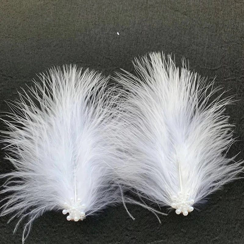 2pcs Fairy White Feather Hair Clips | Wedding Barrettes for Women