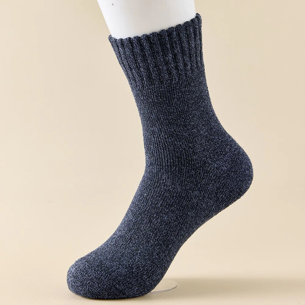 3/5Pair Men's Winter Merino Wool Socks High Quality Thick Warm Harajuku Retro Snow Casual Antifreeze Cashmere for Men Peaceful Pleasures Health and Wellness 3 Pairs Tibetan Blue One Size