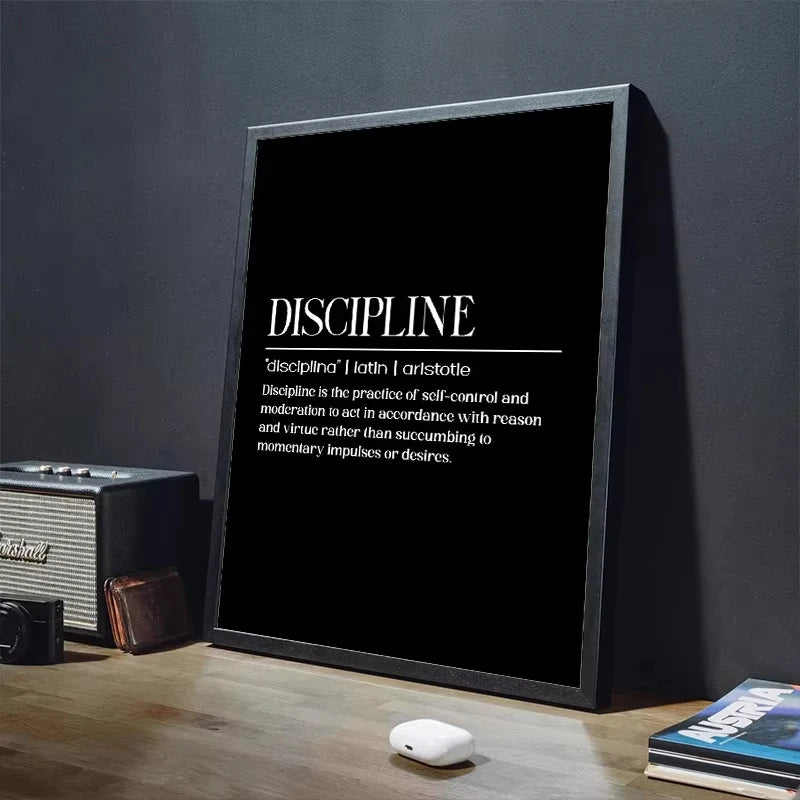 Motivational Discipline Quote Canvas Wall Art | Modern Decor