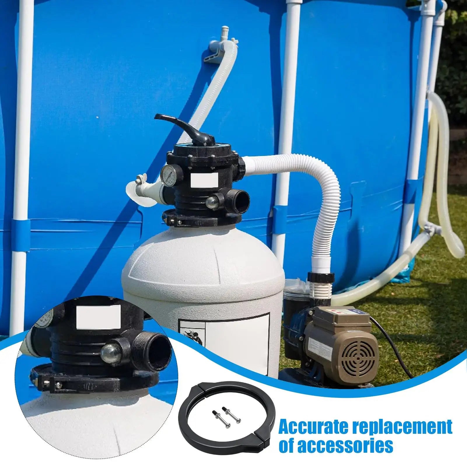 PVC Flange Valve Clamp | Sand Filter Pump Replacement Part Pool Filter Clamp Peaceful Pleasures Health and Wellness